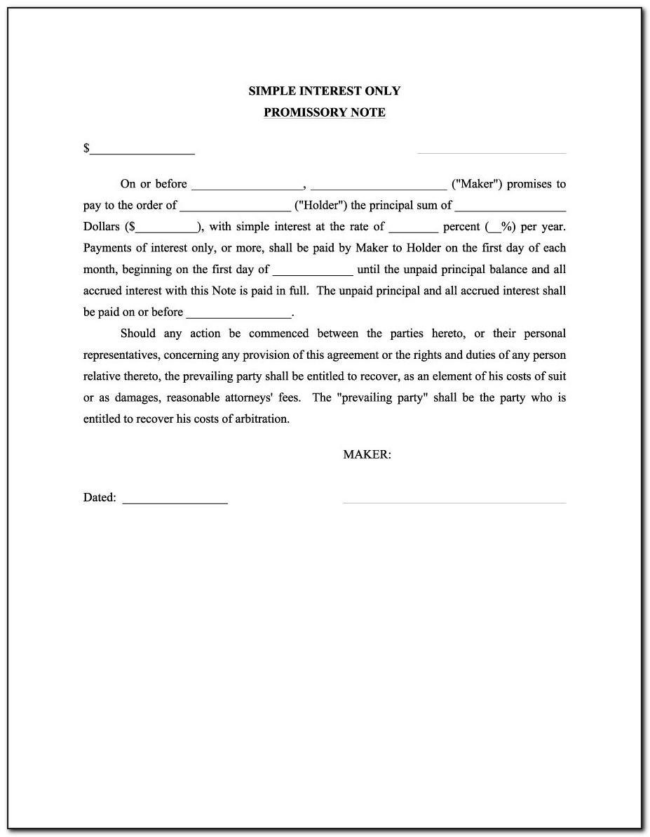 Sample Of Promissory Note For Loan