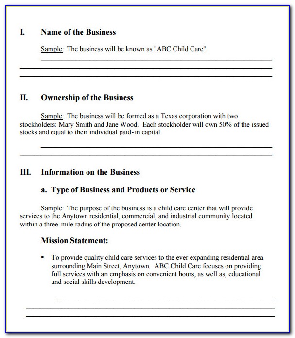 Simple Business Plan Template Free Word Document