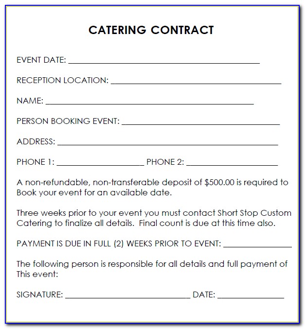 Simple Catering Contract Template