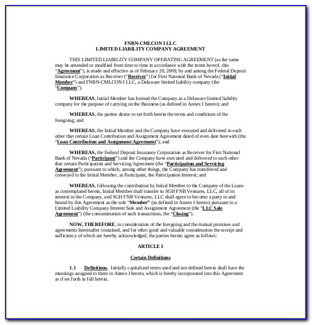 Simple Llc Operating Agreement Template