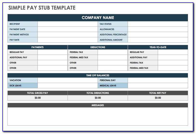 Simple Pay Stub Template Excel
