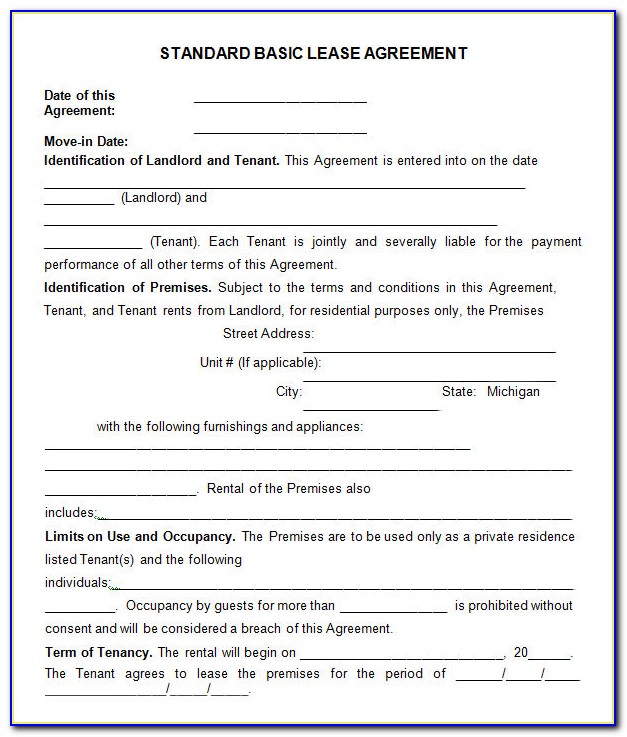 Simple Rental Agreement Template South Africa
