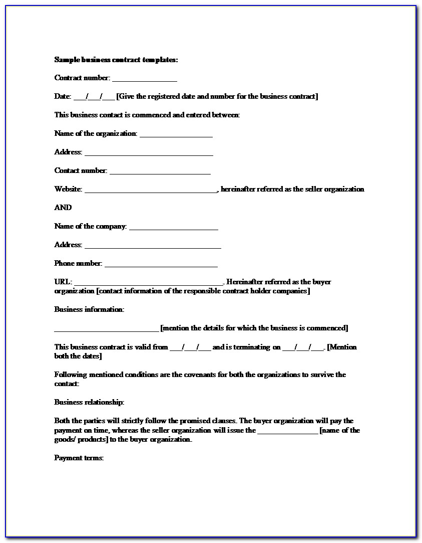 Small Business Sales Contract Sample