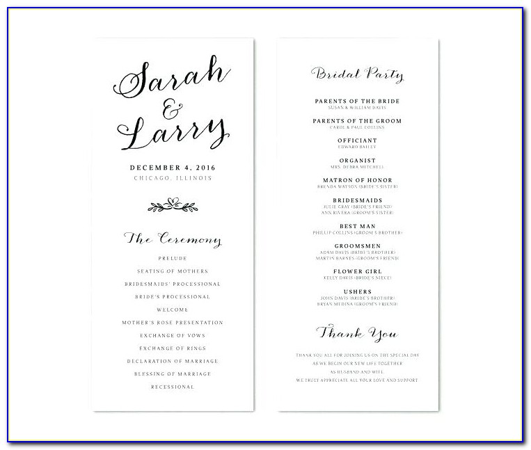 South African Traditional Wedding Program Templates