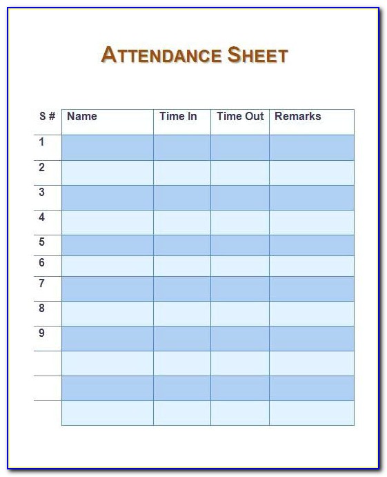 Staff Daily Attendance Sheet Template