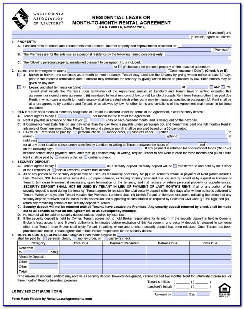 Standard Lease Agreement Form Thailand