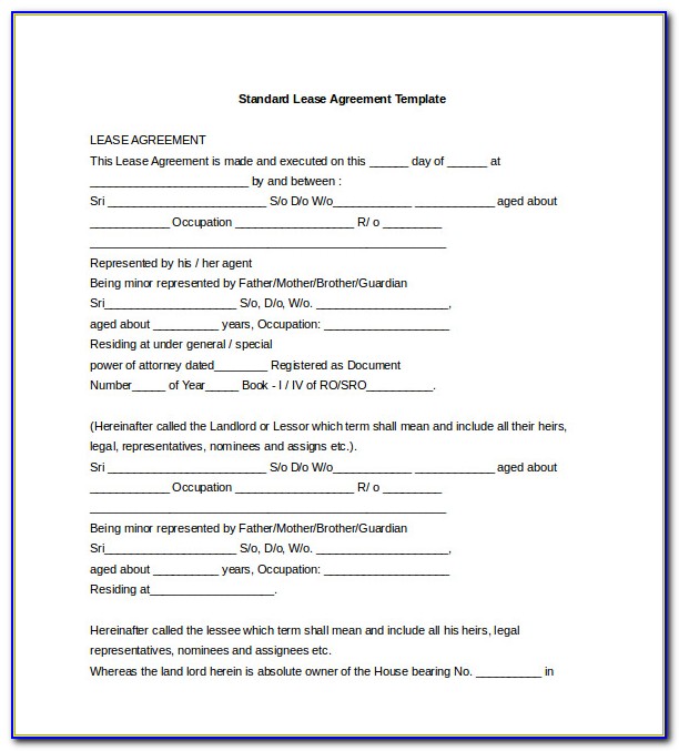 Standard Lease Agreement Template Free