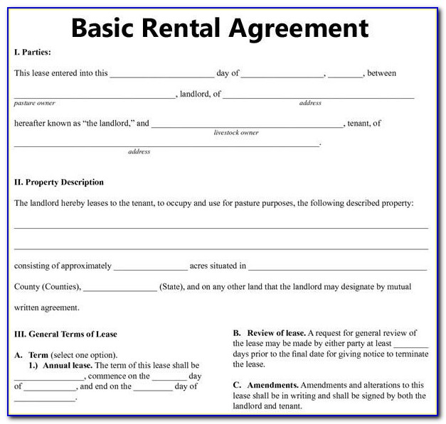 Standard Rental Agreement Template