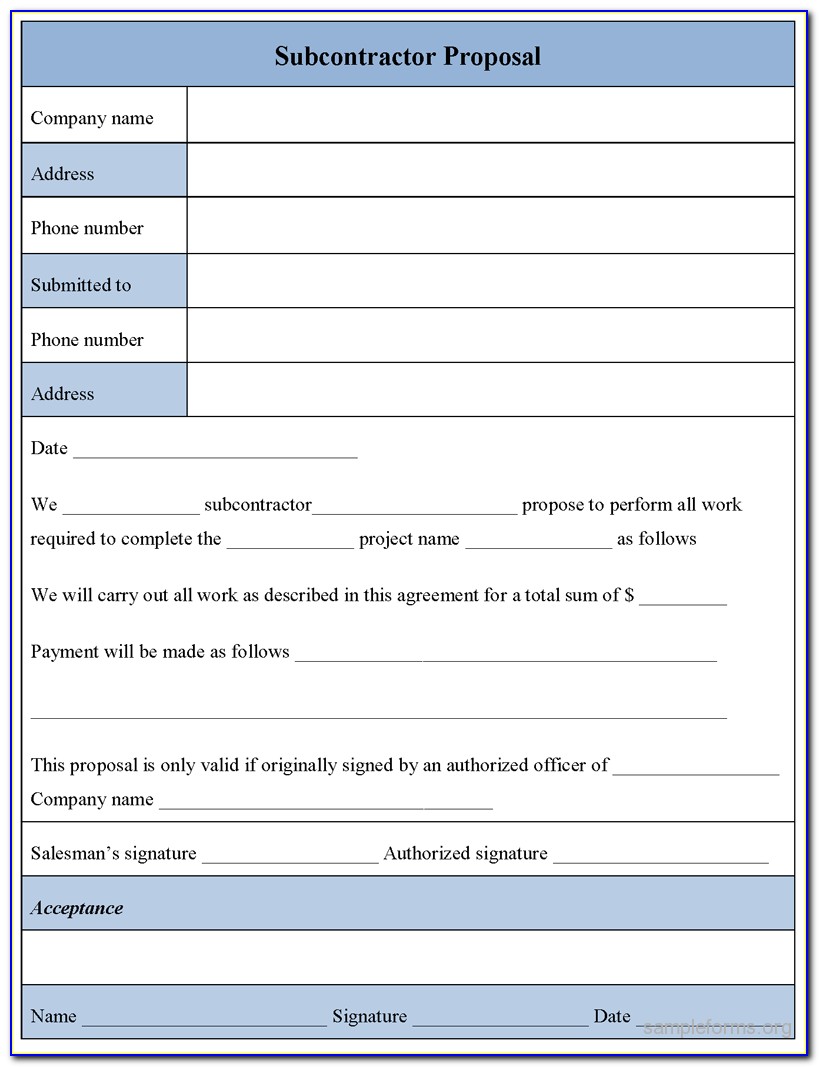 Subcontractor Proposal Template