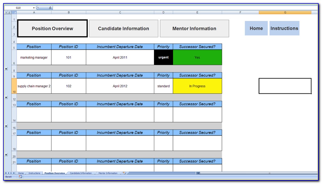 Succession Planning Template Excel Free