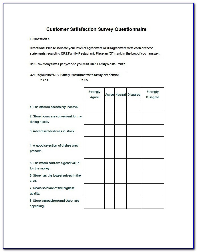 Survey Questionnaire Example