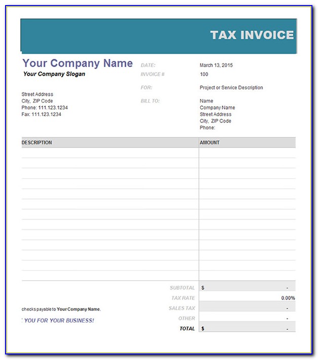 Tax Invoice Layout Australia