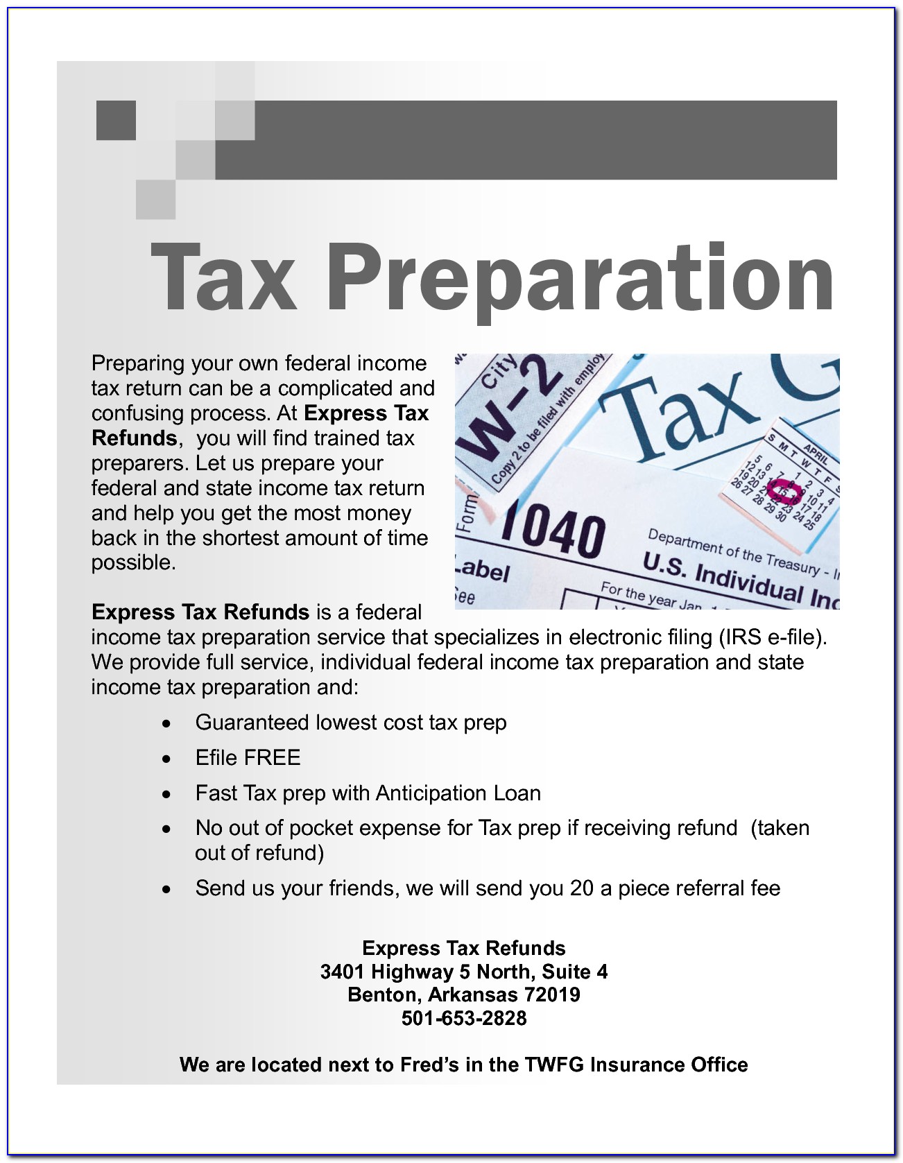 Tax Preparation Flyer Template Free