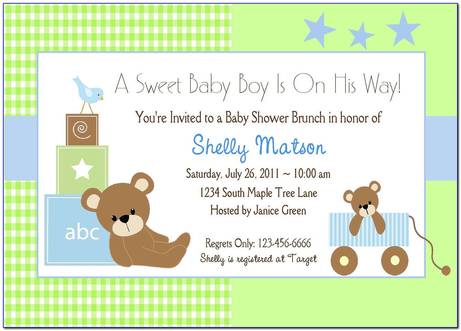 Template Baby Shower Invitations Wording