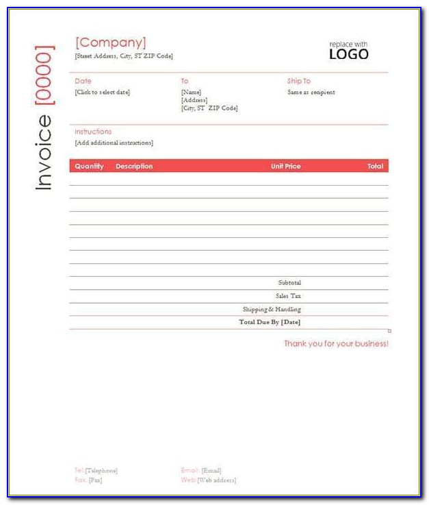 Template For Contractor Invoice