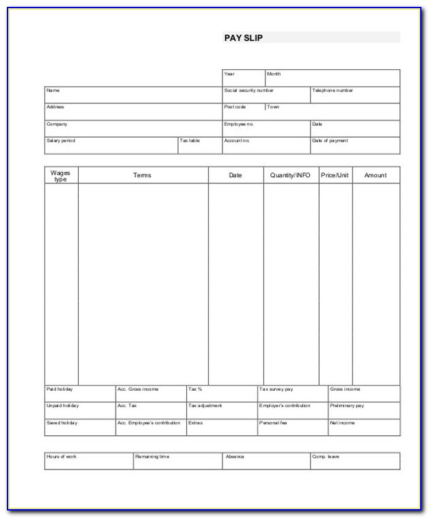 Template For Pay Stub Microsoft Word