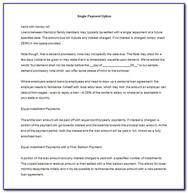Template For Promissory Note For Personal Loan