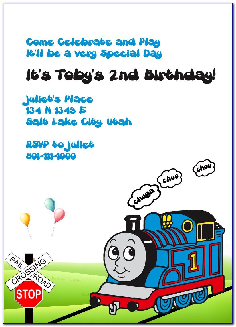 Thomas The Tank Engine Party Invite Template