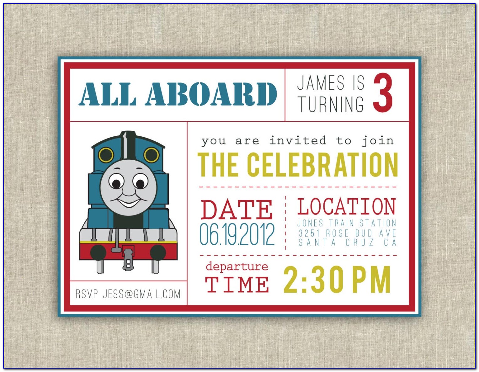 Thomas The Train Invitation Template