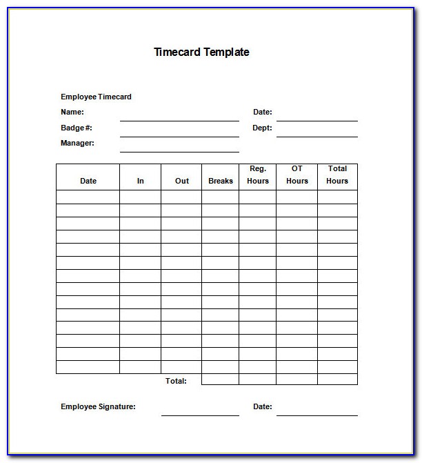 Time Card Spreadsheet Template Free