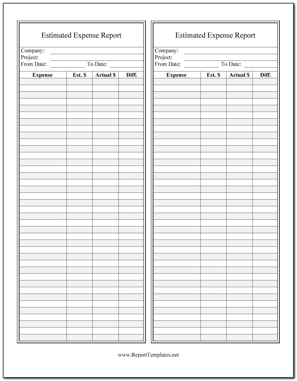 Travel Expense Report Template Free
