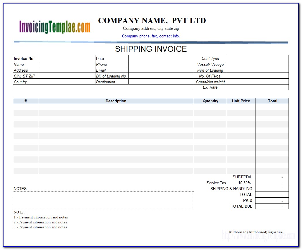 Trucking Invoice Template Excel