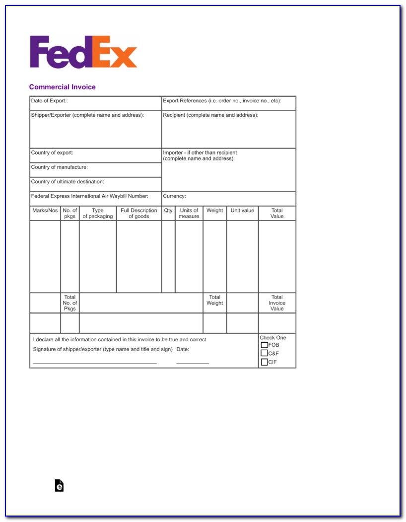 Uk Export Commercial Invoice Template