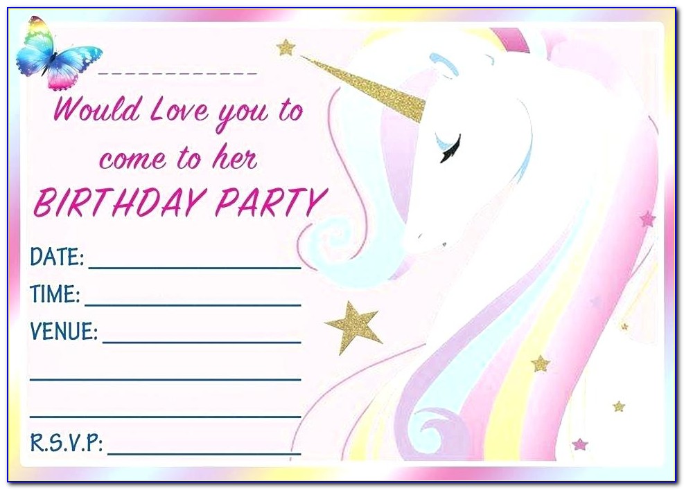 Unicorn Birthday Invitations Template