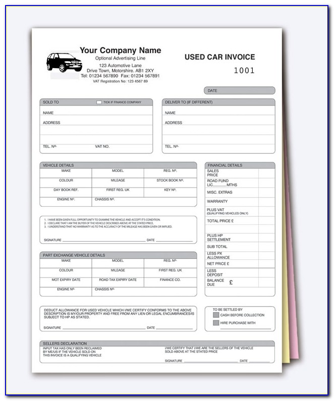 Used Car Invoice Example