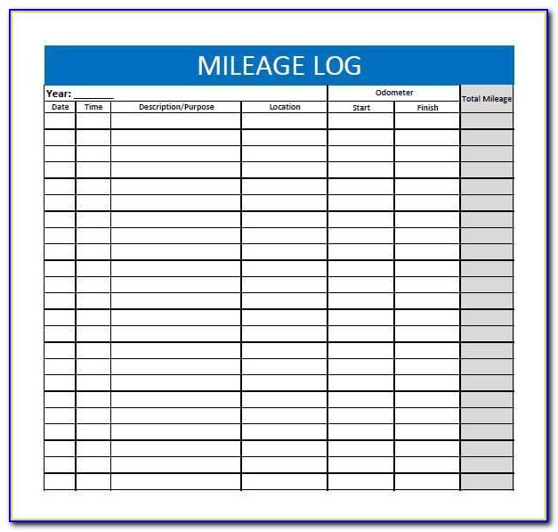 Vehicle Mileage Log Template Excel