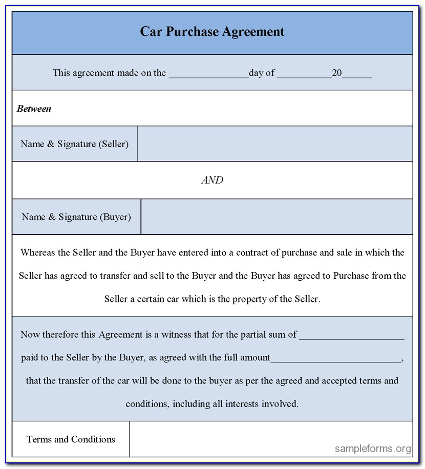 Vehicle Purchase Agreement Template South Africa