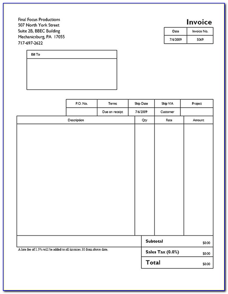 Video Production Invoice Template