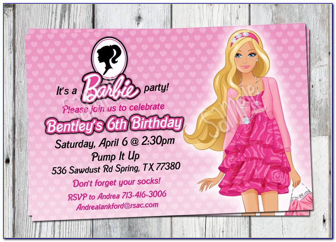 Vintage Barbie Invitation Template