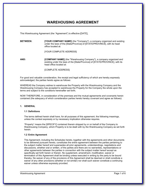 Warehouse Lease Agreement Form