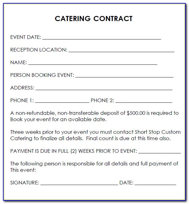 Wedding Catering Contract Template