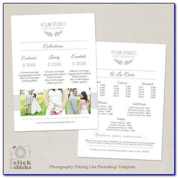 Wedding Photography Price List Template Free Download