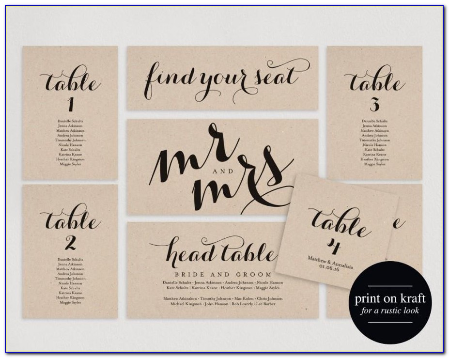 Wedding Seating Cards Template