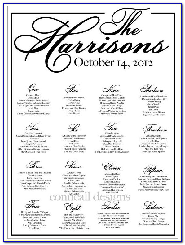 Wedding Table Assignment Board Template