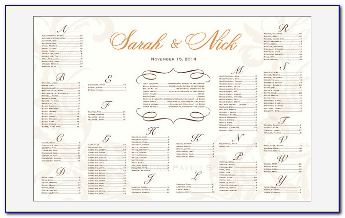 Wedding Table Seating Chart Printable