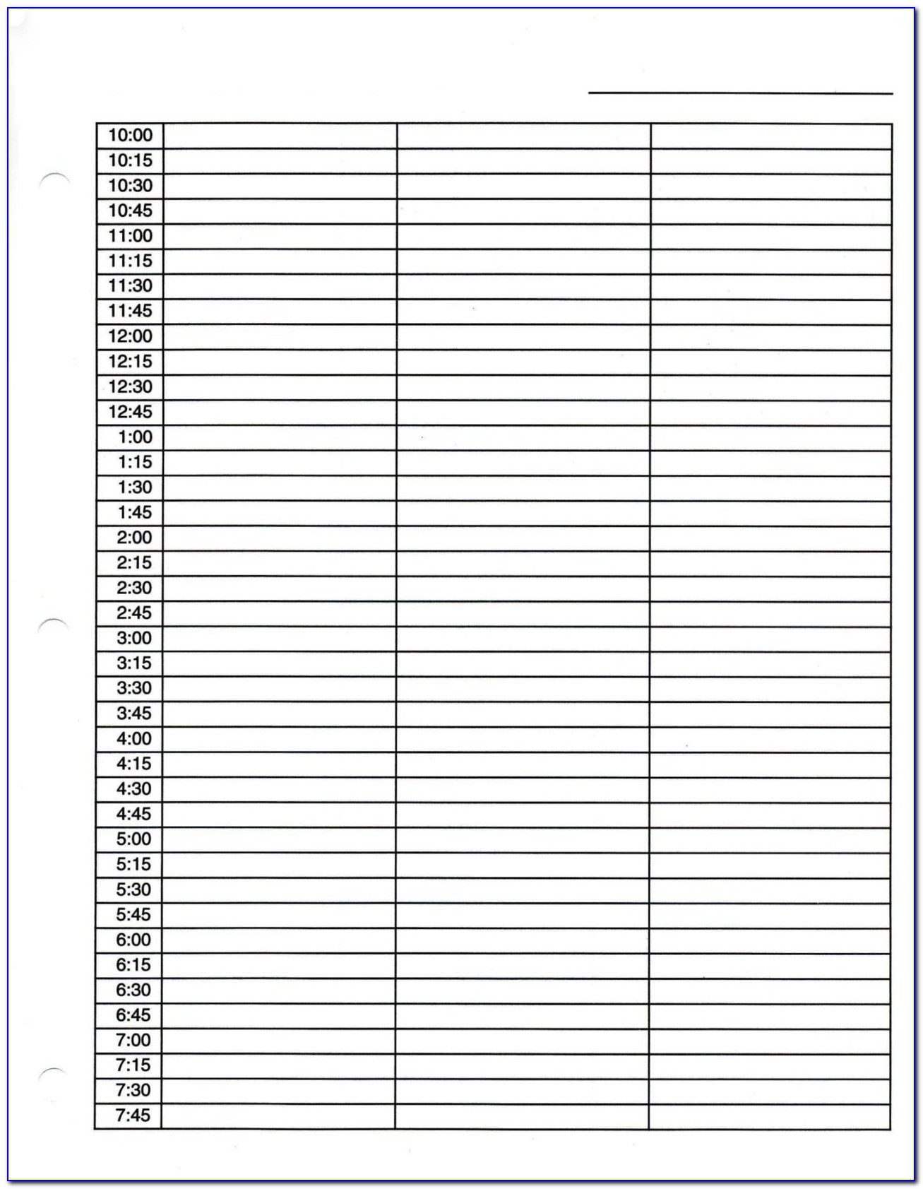 Daily Appointment Book Template