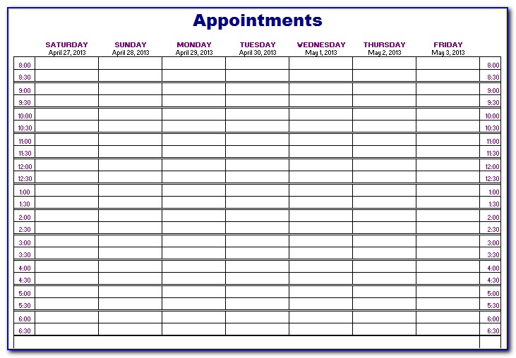 Weekly Appointment Book Printable