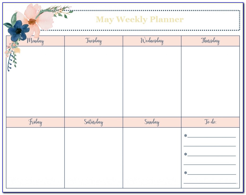 Weekly Monthly Planner Template 2018