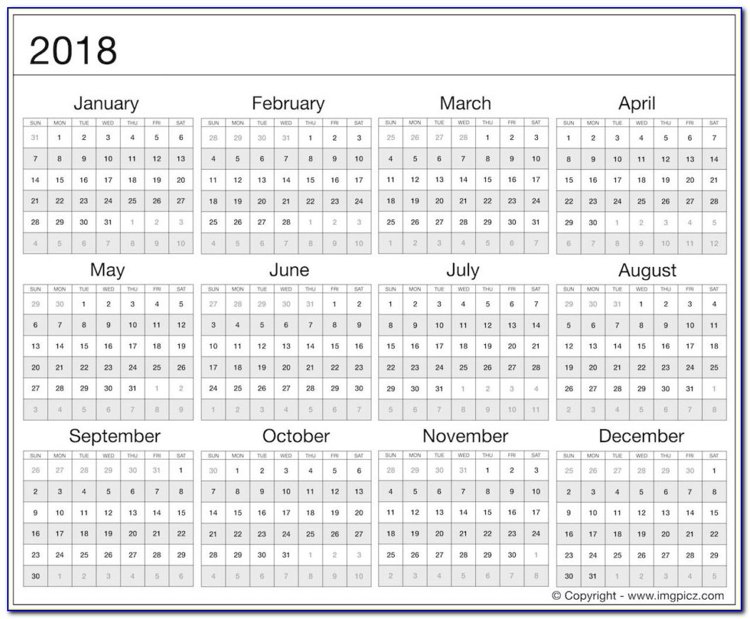 The Stylish 2018 Calendar At A Glance For Really Encourage | Flash 2018 Yearly Calendar Printable Grid