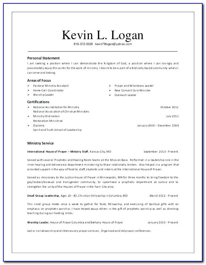Youth Pastor Resume Examples