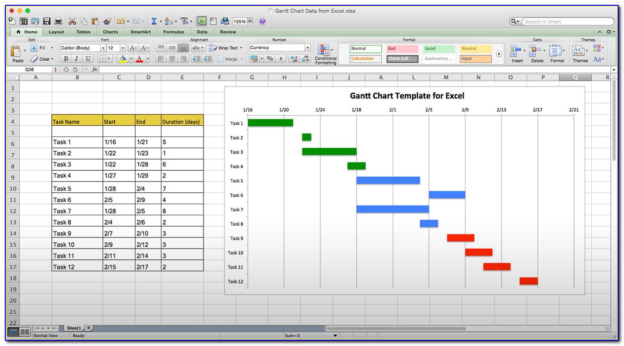 12 Month Gantt Chart Template Excel
