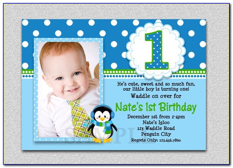 1st Birthday Invitation Card For Baby Boy Template Free