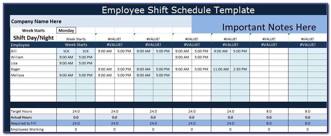 3 Shift Work Schedule Template
