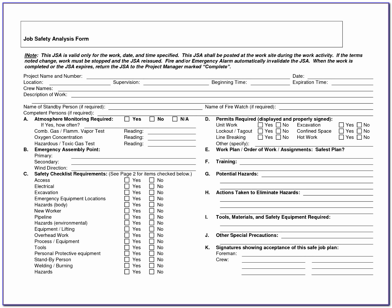 Project Checklist Template Excel Erzjy Lovely Activity Hazard Analysis Template