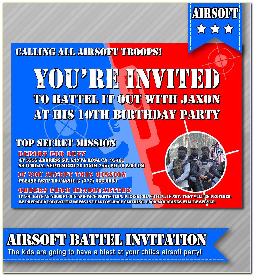 Airsoft Birthday Party Invitation Template