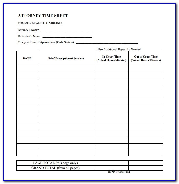 Attorney Billable Hours Template Excel